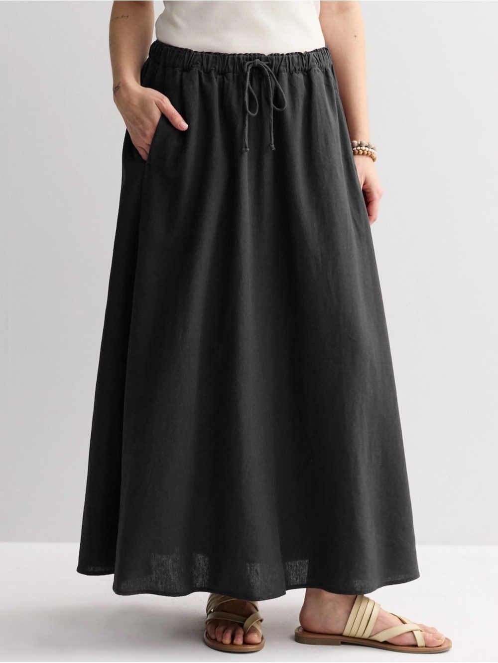 New Sonoma Goods For Life® Linen Maxi Skirt Black S Small